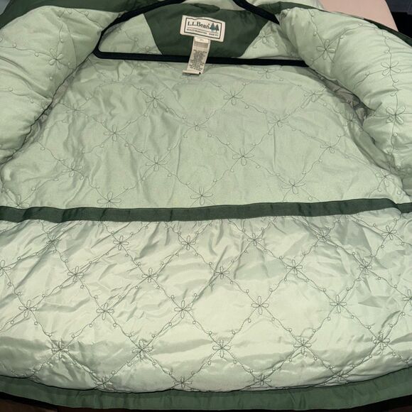 LL Bean Women's Gore-Tex Goose Down Hooded Fur Parka Coat - Forest Green XL - Picture 9 of 16